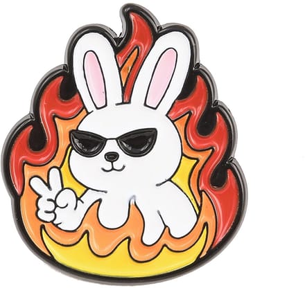 Pin - hot bunny - konijn met vuur - funny - broche, kledingspeld