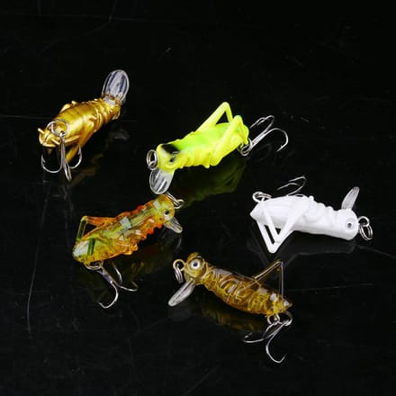 5pcs Leurres de Pêche 4cm Leurres Artificiels Sauterelle Forme Insecte Appât Dur (# 2) yellow