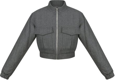 Moderne Polyester Vrouwen Korte Jas in Utility Stijl - Grijs - Maat S