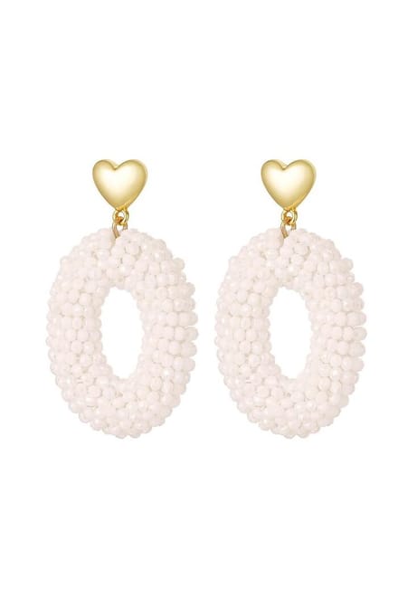 Bijoutheek Oorknoppen Hart Hoop Ovaal Kralen Creme
