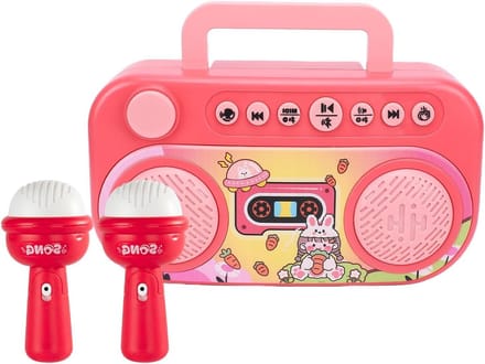 Karaoke Luidspreker - Muziekbox Kinderen - Feest Entertainment - Met Twee Microfoons - Draagbaar - Roze