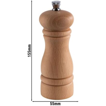 GGM Gastro (6 Stück) Salzmühle - ETERNAL - Holz - Höhe: 155mm - Beige