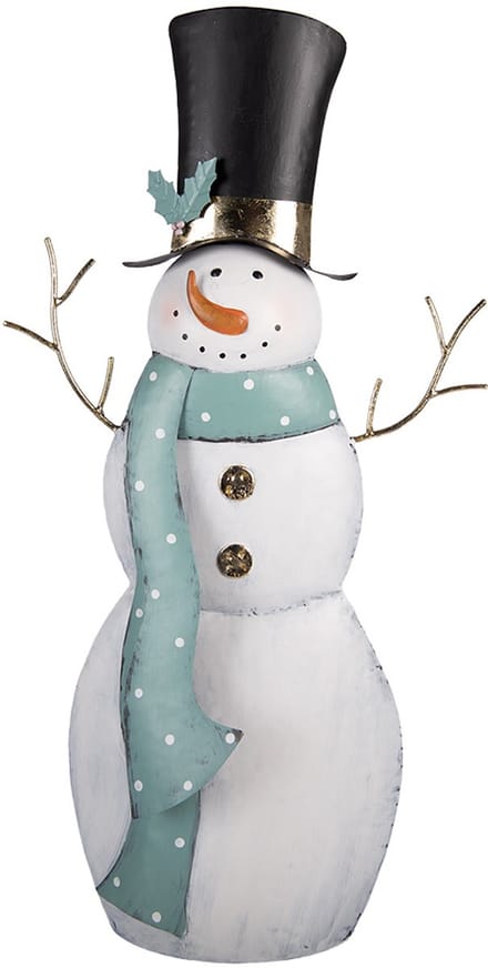 Clayre & Eef Kerstdecoratie Beeld Sneeuwpop 36x13x69 cm Wit Metaal