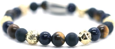 Heren armband tijgeroog - gold lava 6mm - IbizaMen