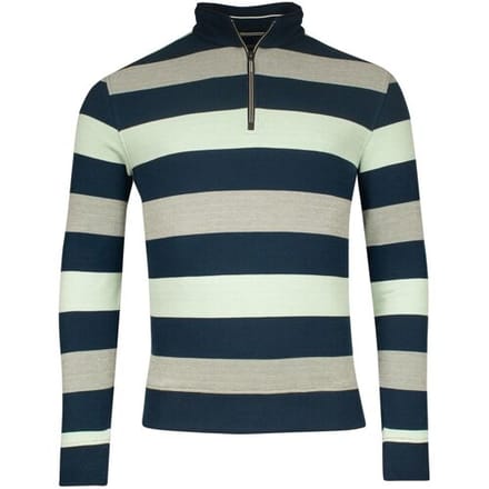 Baileys Trui Sweatshirt Half Zip Doubleface Yarn-Dyed Two Tone Stripes Olijf Groen / male
