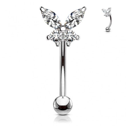 Piercing curved butterfly 1.2x8 - zilver - LMPiercings