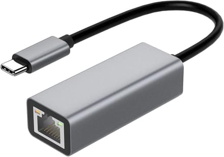 USB C Netwerkadapter - Ethernet Adapter - Stabiel Internet - Plug Play - 100 Mbps - Grijs