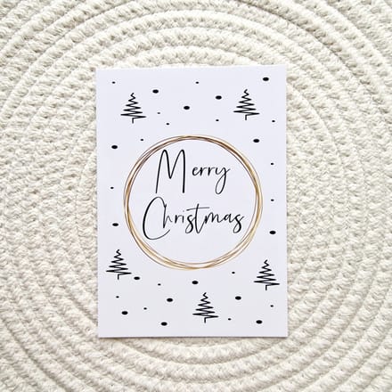 Kerstkaarten 10 stuks - Merry Christmas - A6 - zwart wit goud - Studio Juulz