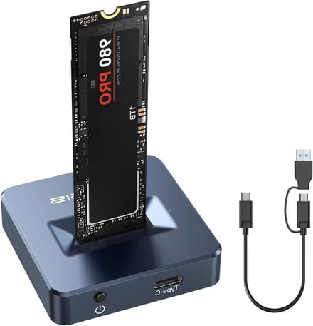 M.2 NVMe en SATA naar USB C Dock, SSD Behuizing Adapter met 10Gbps Snelheid, Aluminium, Ondersteunt M.2 (M Key) en (B+M Key) SATA