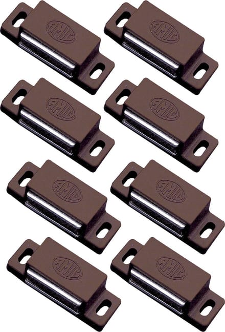 AMIG magneetsnapper/deurmagneet - 8 stuks - bruin - 4.3 x 1.45 x 1,2 cm - 3 kg