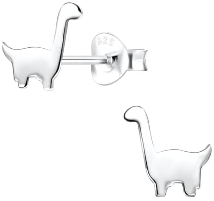 Joy|S - Zilveren dino oorbellen - gepolijst - dinosaurus 7 x 8 mm