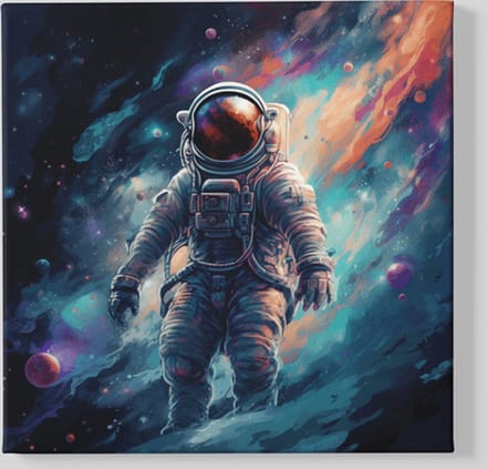 Vierkant Canvas Schilderij - Astronaut - Ruimte - Wanddecoratie - 100x100x2 cm