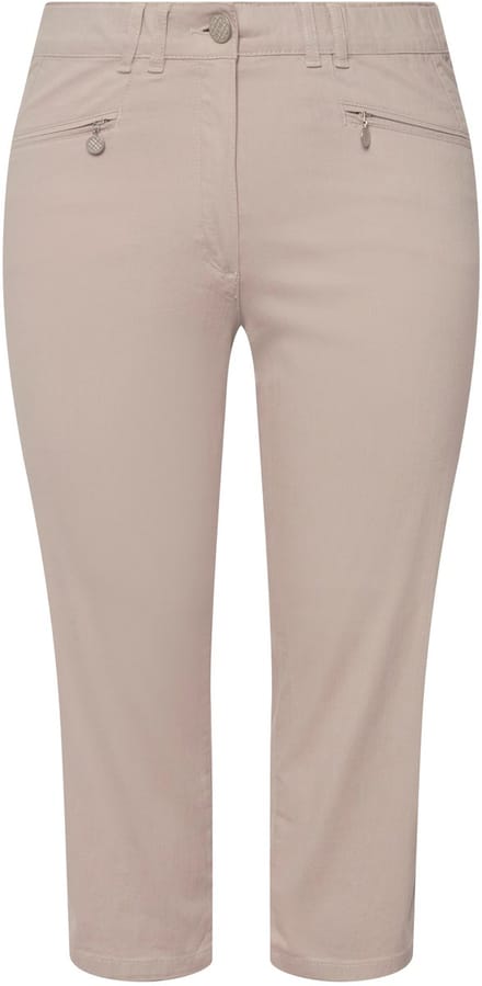 Ulla Popken - Dames - 7/8-Broek Mony kuitlang ritszakken stretch - Cement - Maat 52