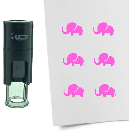 CombiCraft Stempel Olifant 10mm rond - roze inkt