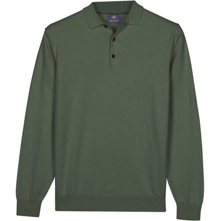 Baileys Trui Pima Cotton Polo Pullover Placket Buttons Thyme Green / male