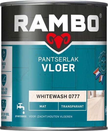 Rambo Pantserlak Vloer Transparant Mat - Sneldrogend - Vocht & Vuilwerend - Whitewash - 2.5L