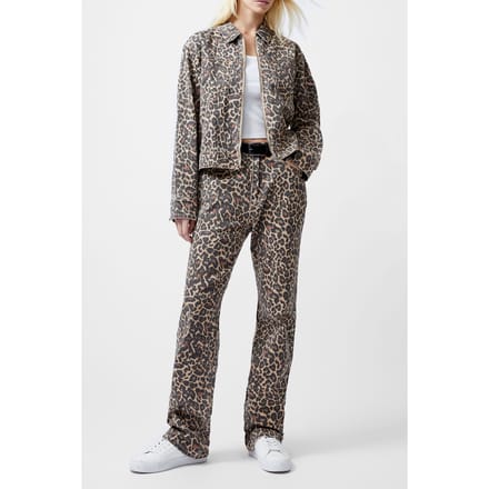 French Connection Charlie Printed Denim Jacket Leopard Sand Multi Taglia: XS | Giacche di jeans Outlet | Donna | Blu