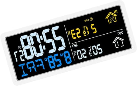 Digitale Wandklok - Binnen Buiten Klok - Klimaat Monitoren - Groot LCD Display - 20 x 8 cm - Zwart