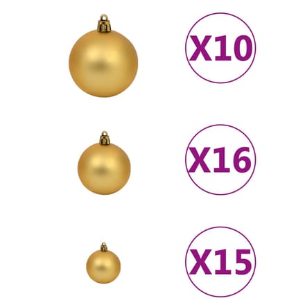 vidaXL - Kunstkerstboom - met - verlichting - en - kerstballen - 240 - cm - wit