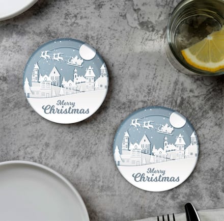 GR onderzetters voor glazen - Kerst - White City - Vinyl - 6st