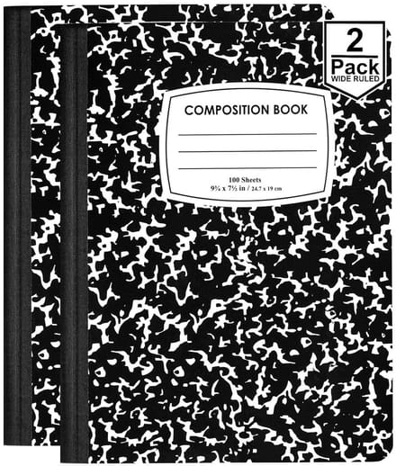 Set van 2 Composition Notities met Ruime Lijnen - Stevige Harde Omslagen in Marmerdesign - 100 Vellen per Stuk