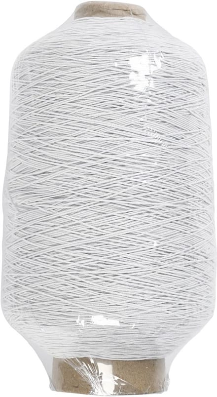 Dun, rond elastisch garen, wit, 1500 m/ 1 rol