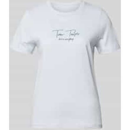 Tom Tailor - T-shirt met logo-print - Maat M - soft dusty blue