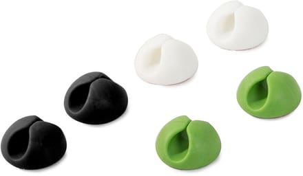 Clever Storage Kabelhouders set 6 stuks - Zwart, groen, wit - Zelfklevend