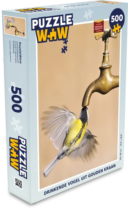 Puzzel Koolmees - Kraan - Goud - Drinken - Legpuzzel - Puzzel 500 stukjes