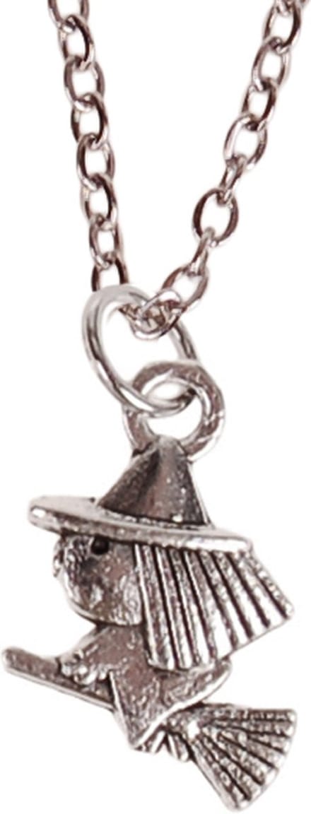 Ketting 55cm - Hangertje Heksje zilverkleurig 1,5cm