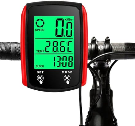 NBAP® Kilometerteller Fiets - Snelheidsmeter - Fietscomputer Draadloos - Rood en Zwart