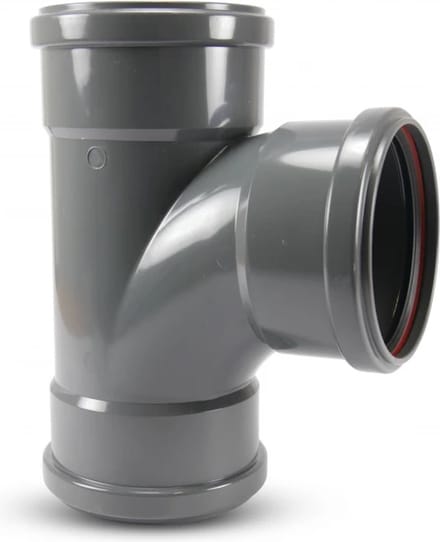 T-stuk 87° PVC-U 200 mm SN4 manchet grijs KOMO/BENOR