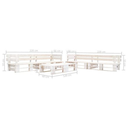 vidaXL - 6-delige - Loungeset - pallet - hout - wit