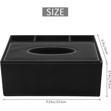 PU Tissue Box Afstandsbediening Houder Multifunctionele Bureau Organizer Potlood Schaar Container black