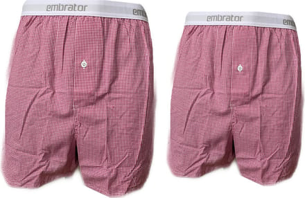 Embrator 2-stuks mannen Boxershort geruit rood/wit XXL
