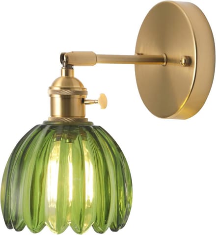 Wandlamp van Glas in Vintage Stijl, Groene Wandverlichting