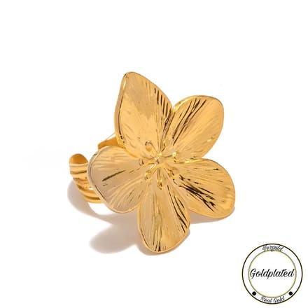 Borasi Bloem Ring Goldpated | Goudkleurig | Bloem | Ring | Dames Sieraden | Dames Ringen | Luxe Geschenkzakje |