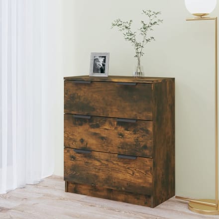 vidaXL - Dressoir - 60x30x70 - cm - bewerkt - hout - gerookt - eikenkleurig