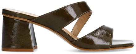 Sacha - Dames - Groene lakleren sandalen met hak - Maat 37
