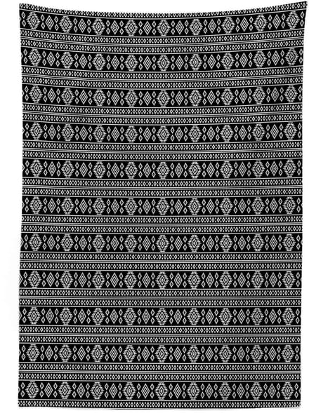 ABAKUHAUS Tafelkleed geometrisch – satijn 140 x 200 cm wit-zwart