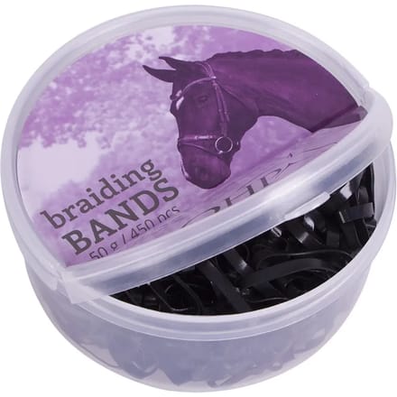 QHP - Invlechtelastiekjes - Breed - Box - 450st - Zwart