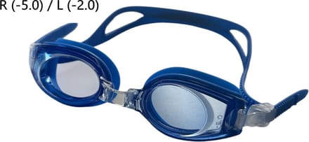 Kinderzwembril op sterkte - R (-5.0) / L (-2.0) - Blauw