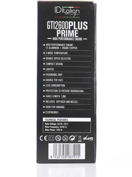 ITALIAN DESIGN ELECTRICAL ITEMS GTI 2600 PLUS PRIME HAARDROGER MET DIFFUSER