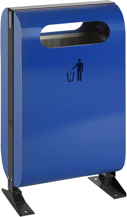 V-Part - Buitenafvalbak op voet 45 liter - Blauw - Staal