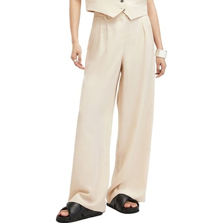 AllSaints Deri Lyn Trouser Cream White Maat: 4 | Wijde Broeken Outlet | Dames | Beige