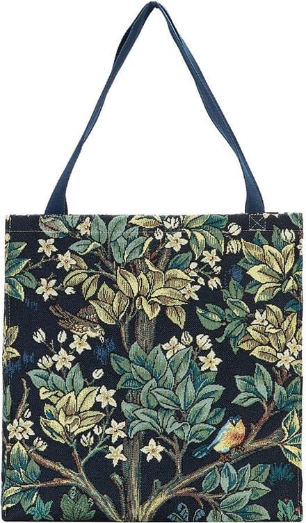 Boodschappentas - luxe gobelinstof - Tree of life - Blue - Blauw - William Morris