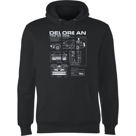Back to the Future DeLorean Schematic Hoodie - Zwart - M