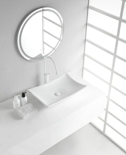 Wiesbaden Scala waskom rechthoekig 56 x 37 x 10,5 cm keramiek glans wit