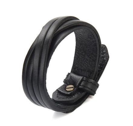 Lazy Cat - Leren Armband - Verstelbaar – Zwart
