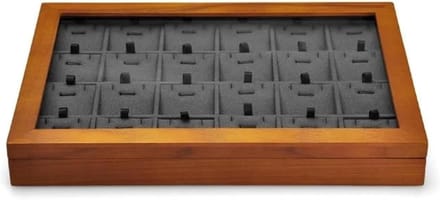 Houten Sieradendoos - Opbergdoos Ringendoos - Sieraden Organiseren - Transparant Deksel - Groot Formaat - Beige